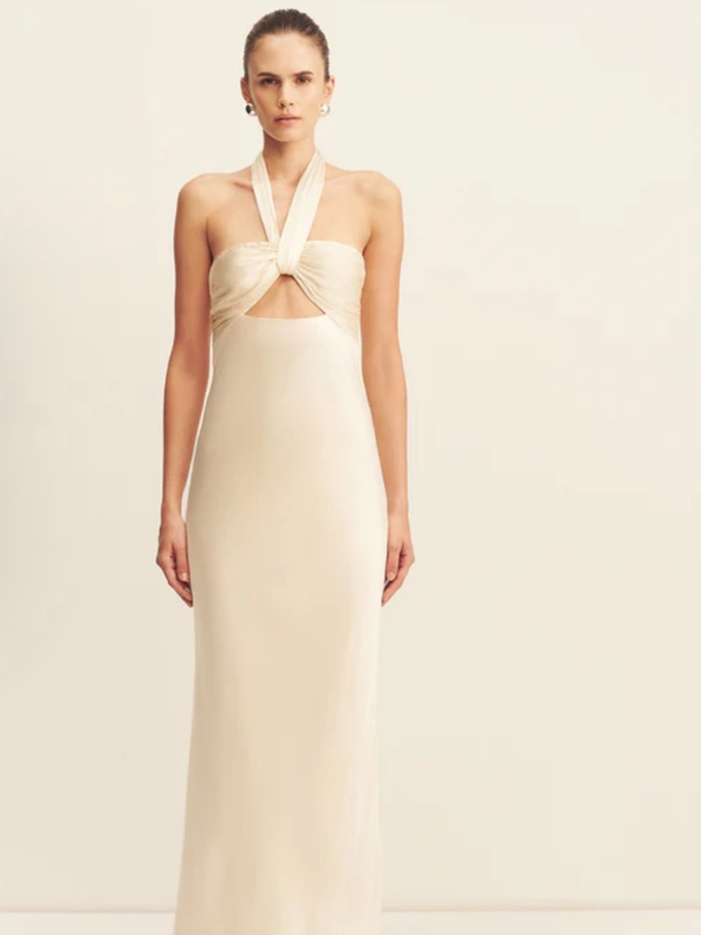 Shona Joy Cream Halter Knot Cutout Gown